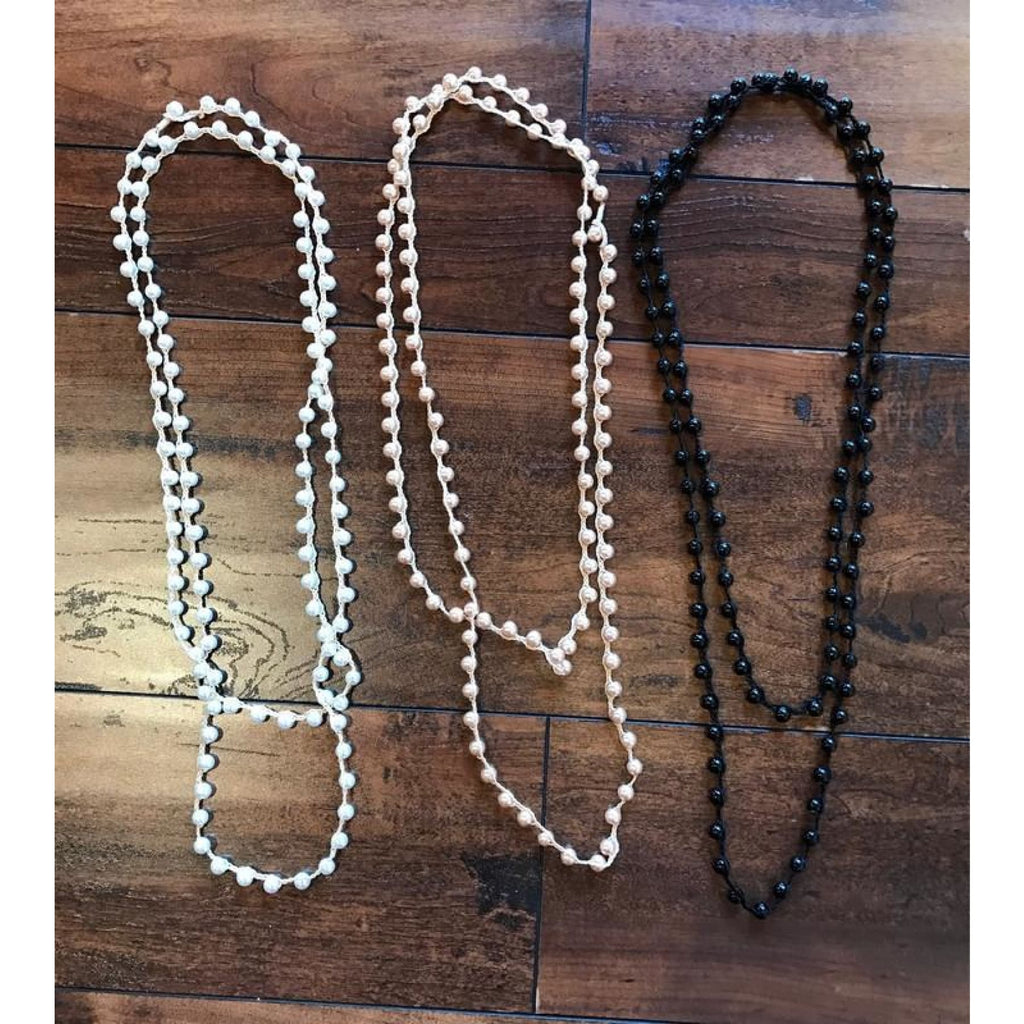 Pearl Long Bead Necklaces ~ Black only,Necklaces - Dirt Road Divas Boutique