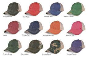 Game Day Vintage Distressed Trucker Cap with Football Patch.   12 Color Choices,Cap - Dirt Road Divas Boutique