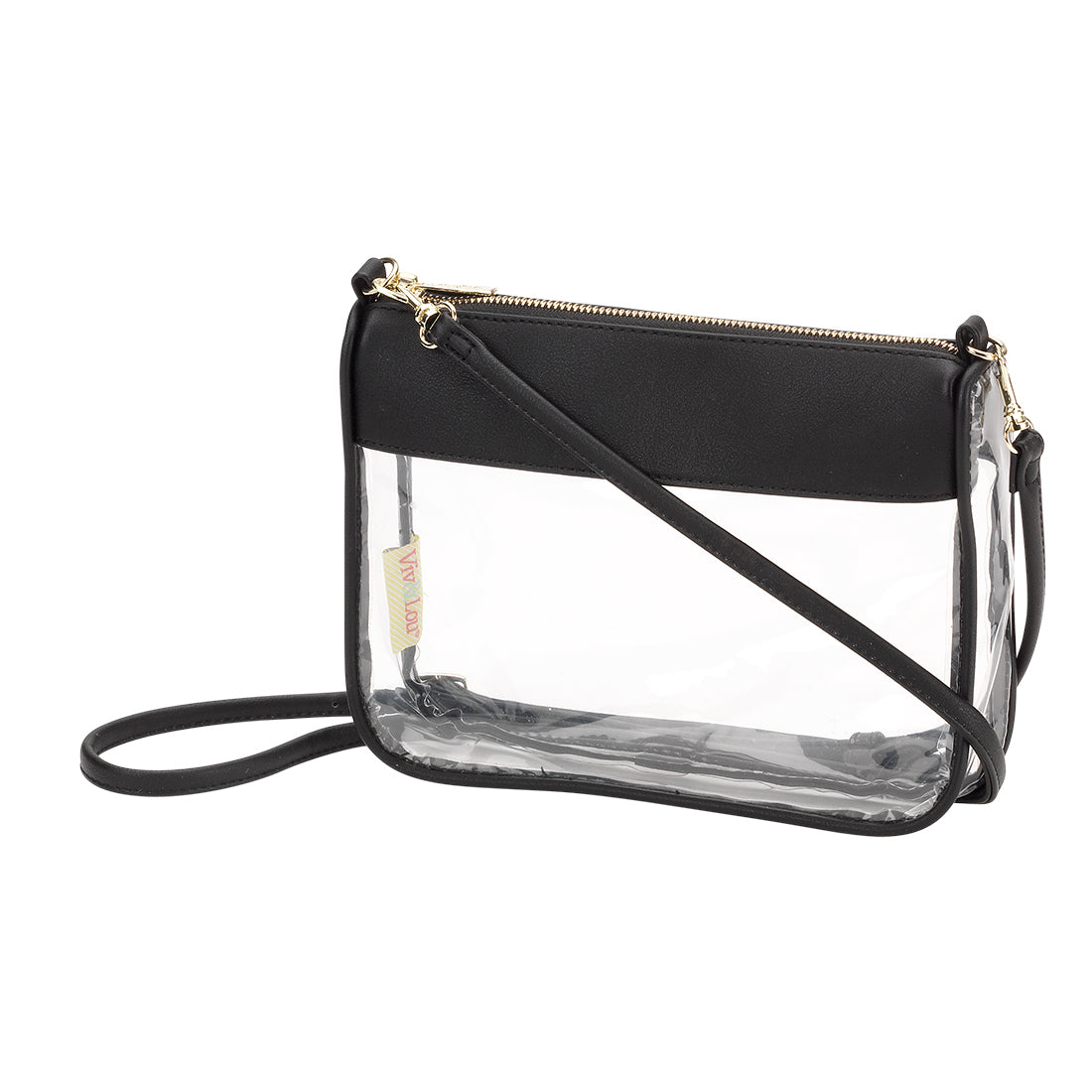 Rust & Clear Cross Body Bag with Embroidered Strap