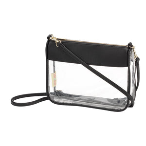Stadium Approved Clear Crossbody Purse in Black with Monogram,Purses - Dirt Road Divas Boutique