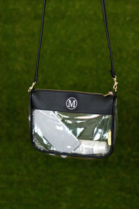 Stadium Approved Clear Crossbody Purse in Black without Monogram,Purses - Dirt Road Divas Boutique
