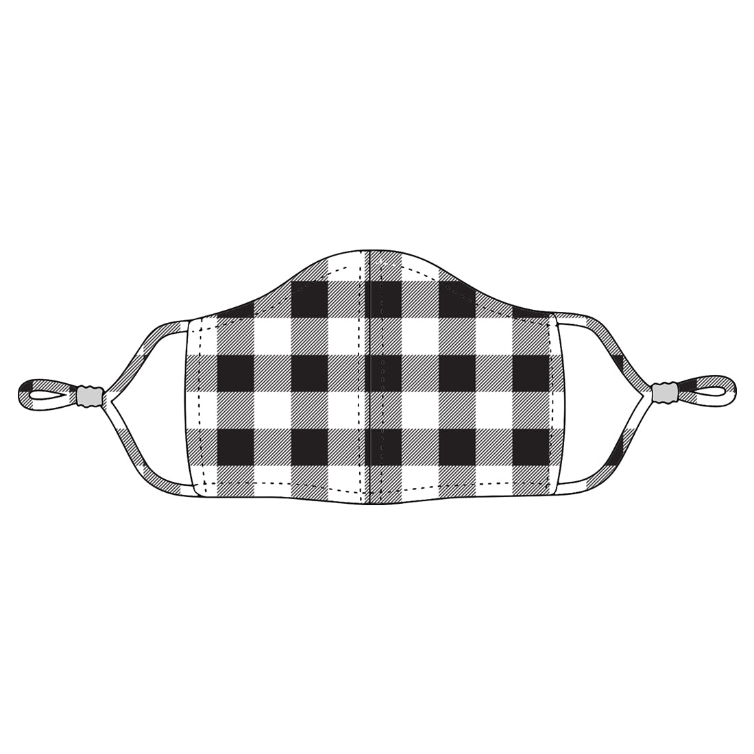 Buffalo Check Adjustable Adult Face Mask - Red/Black or White/Black