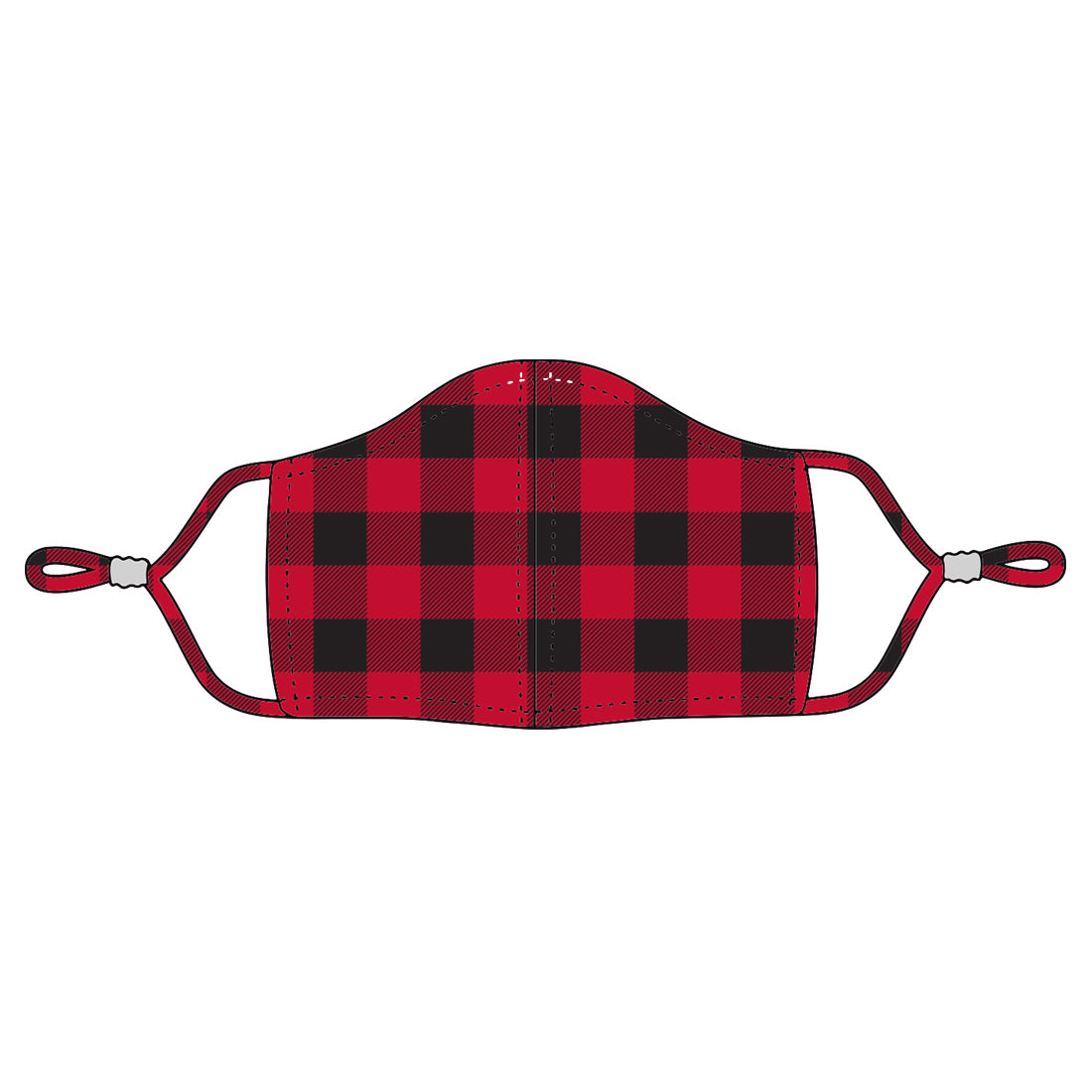 Buffalo Check Adjustable Adult Face Mask - Red/Black or White/Black