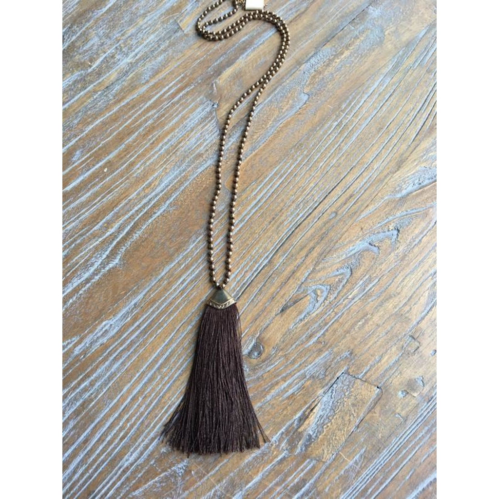 Chocolate Fringe Necklace,Necklace - Dirt Road Divas Boutique