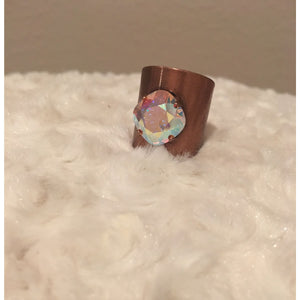 Copper Barrel Ring W/AB Swarovski Crystal,Ring - Dirt Road Divas Boutique