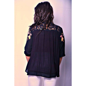 Floral & Lace Embroidered Key Hole Top,Top - Dirt Road Divas Boutique