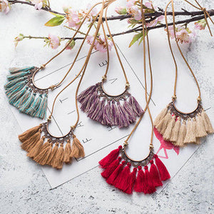 Boho Leather Tassel Necklaces