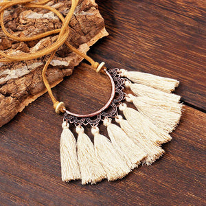 Boho Leather Tassel Necklaces