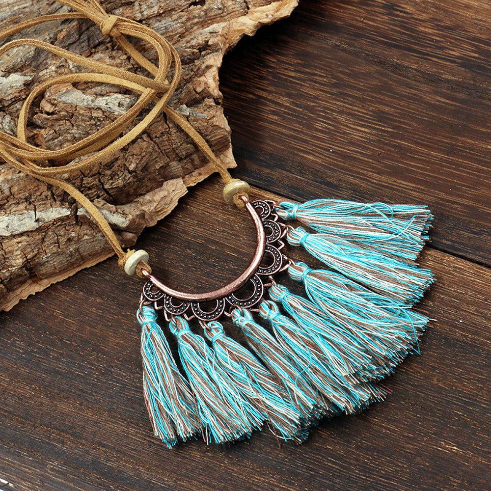 Boho Leather Tassel Necklaces