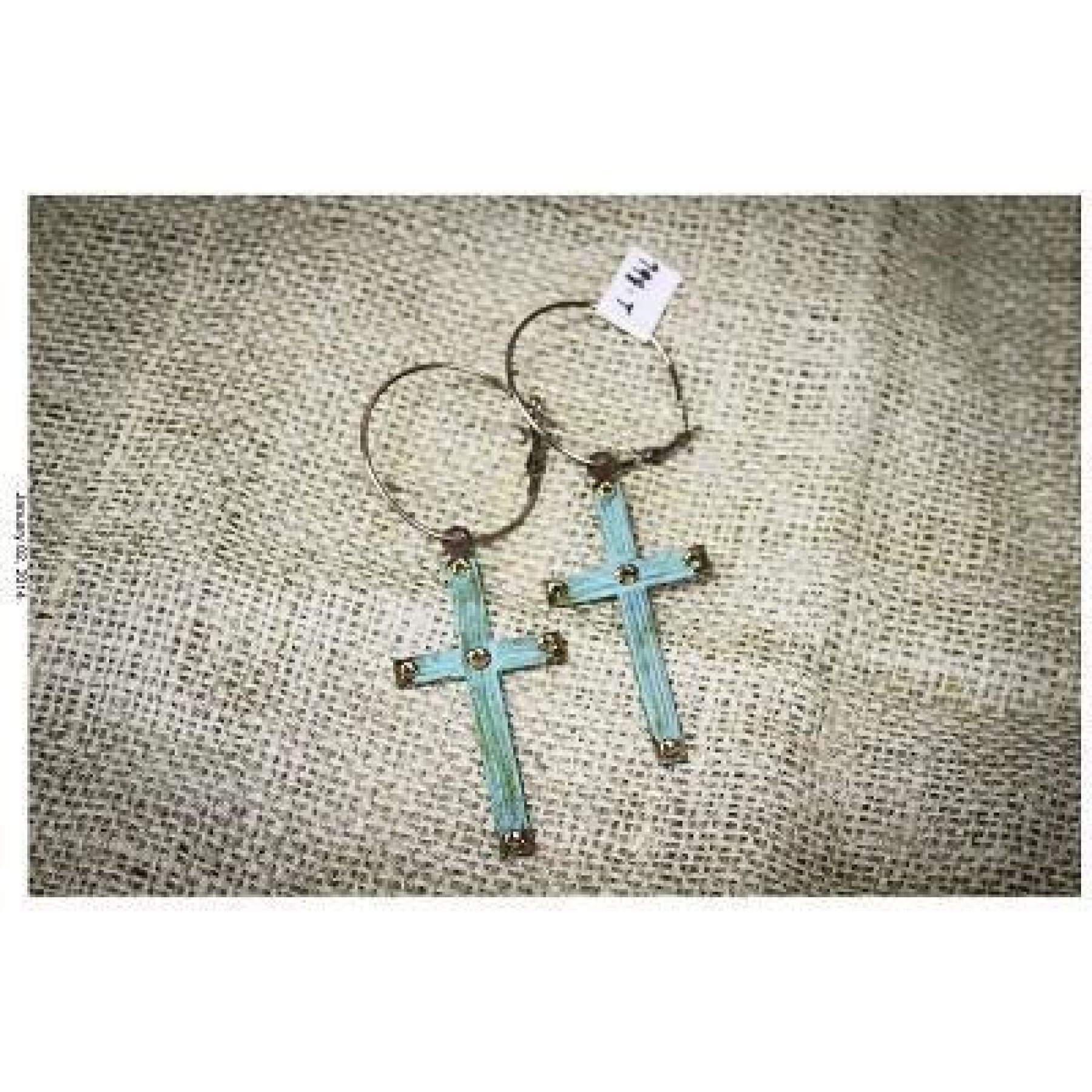 Hoop Earrings With Cross,Earrings - Dirt Road Divas Boutique