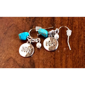 Hope Dangle With Turquoise Stone,Earrings - Dirt Road Divas Boutique