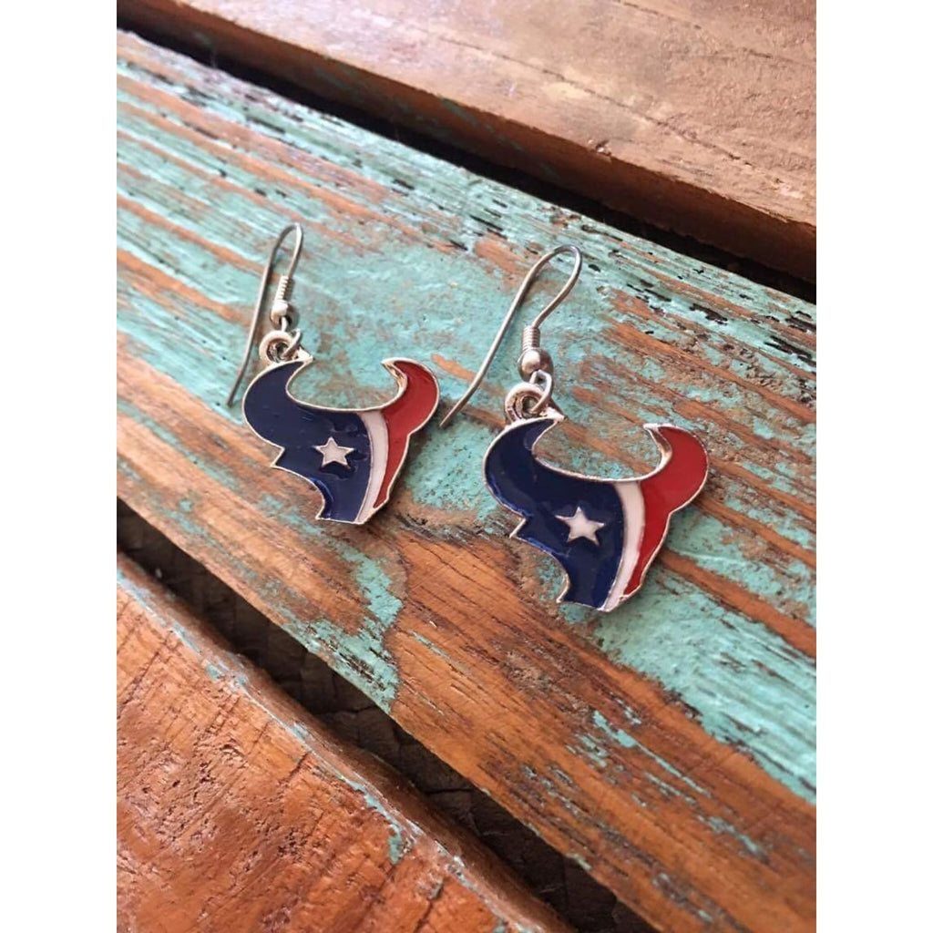 Houston Texans Bull Earrings,Earrings - Dirt Road Divas Boutique