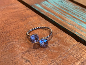 Twin Lavender Crystal Twist Ring