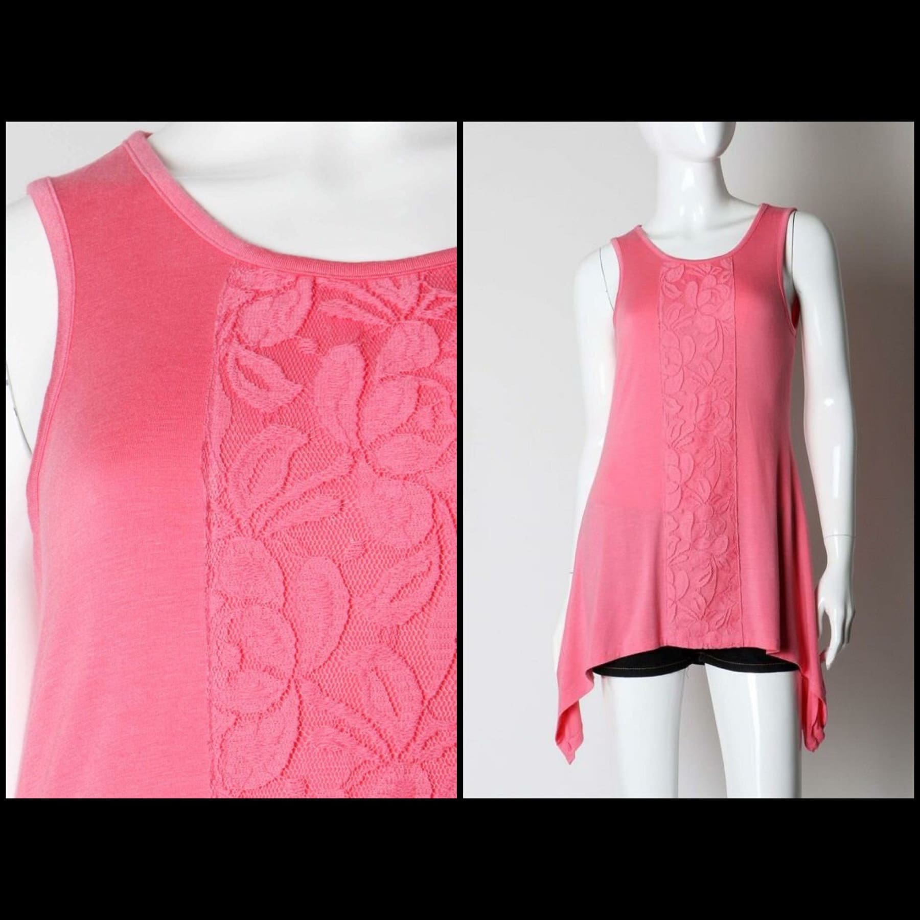 Lace Trimmed Trapeze Tank,Tops - Dirt Road Divas Boutique