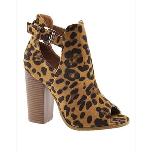 Leopard Peep Toe Booties,Booties - Dirt Road Divas Boutique