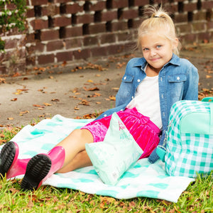 Mint Check Travel Blanket