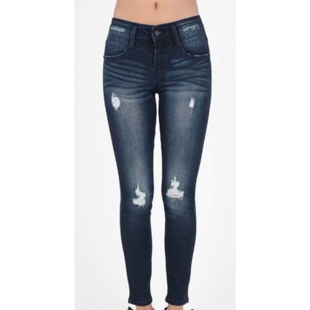 Medium Wash Distressed Skinny Jeans,Jeans - Dirt Road Divas Boutique