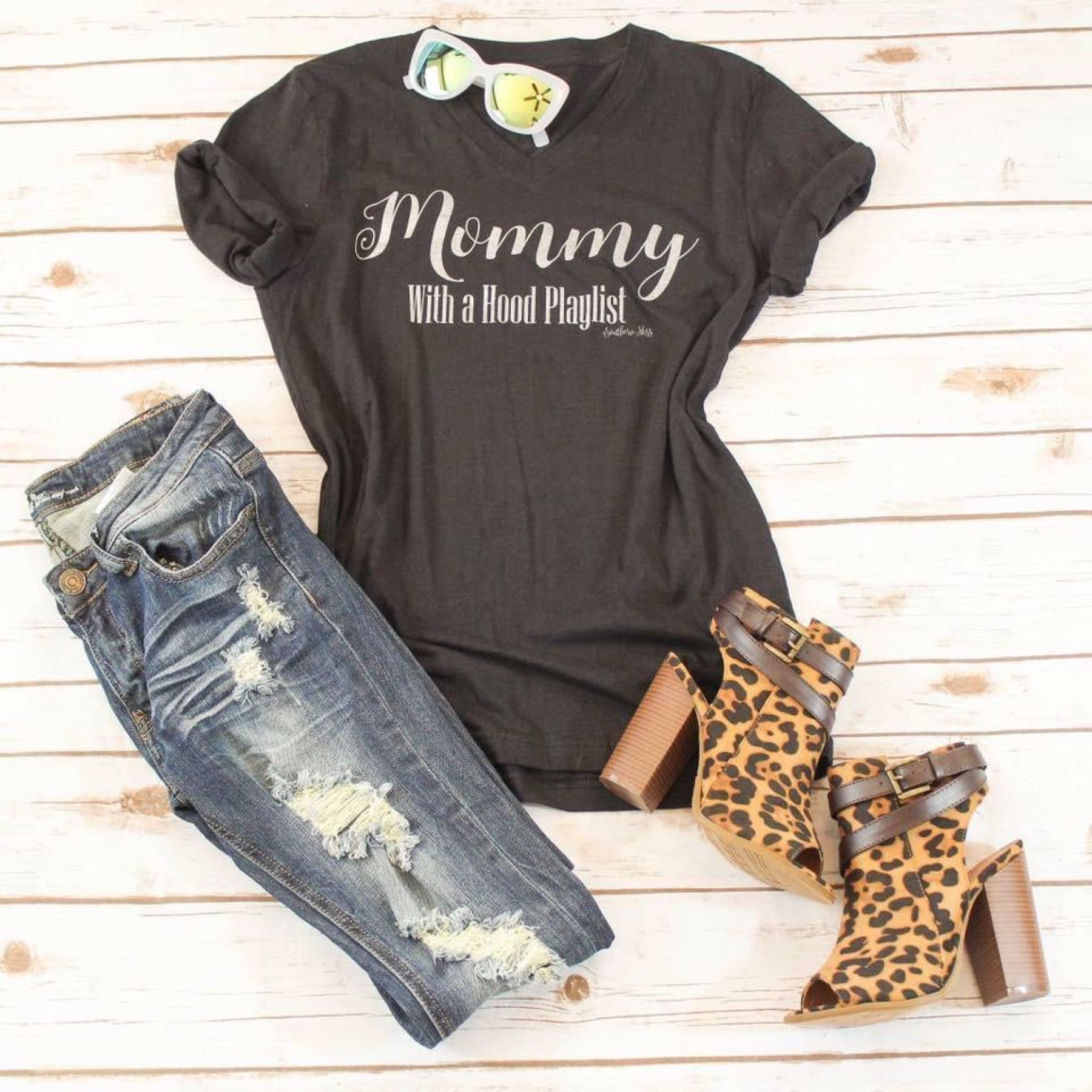 Mommy with a Hood Playlist Tee,Graphic Tee - Dirt Road Divas Boutique