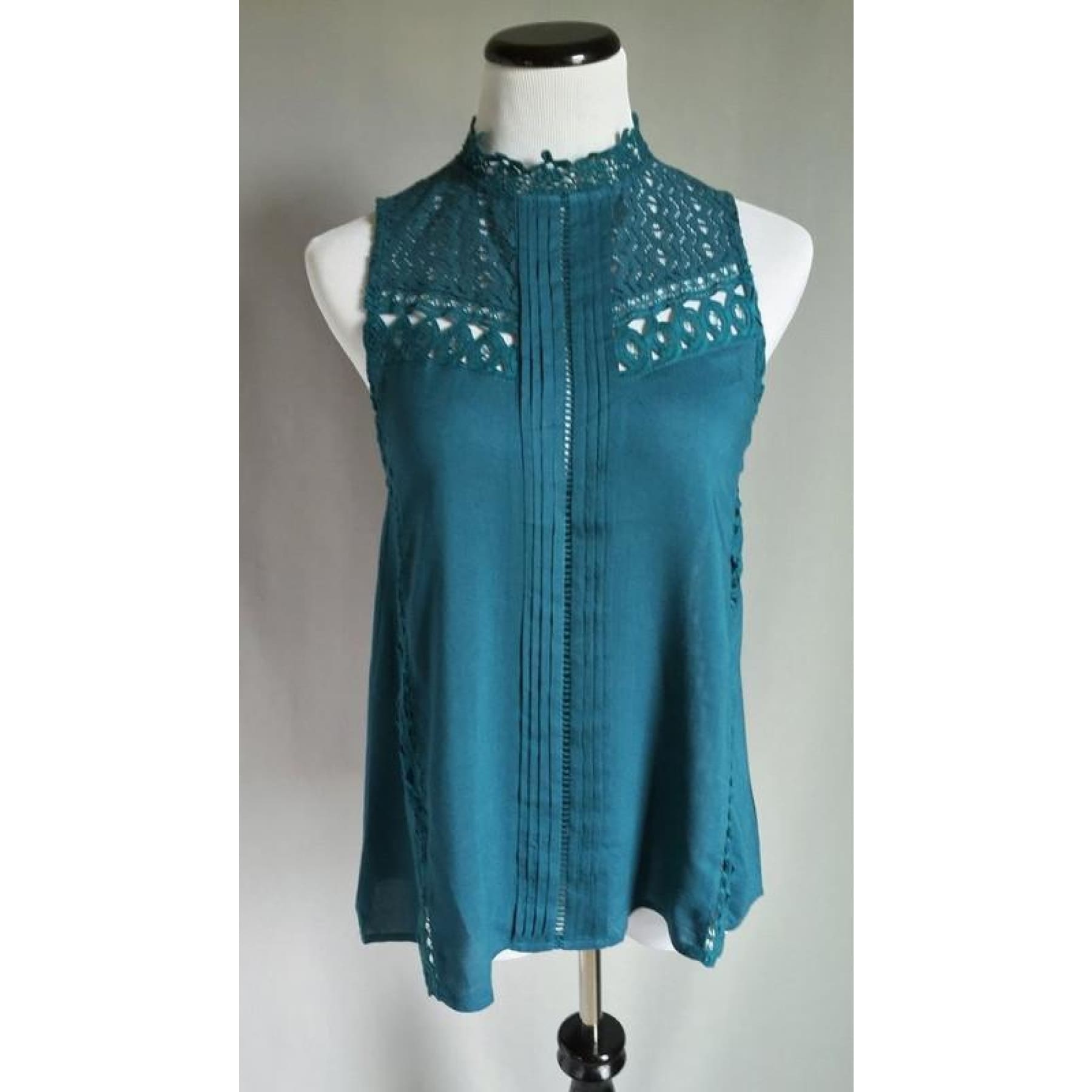 Peacock Crochet Panel Sleeveless Top,Top - Dirt Road Divas Boutique