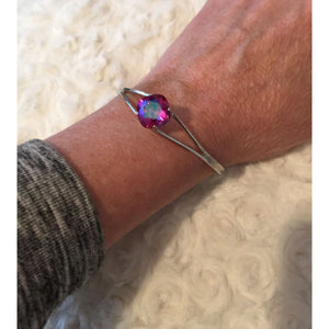 Silver Bracelet with 12mm Siam Shimmer Swarovski Crystal,Bracelet - Dirt Road Divas Boutique