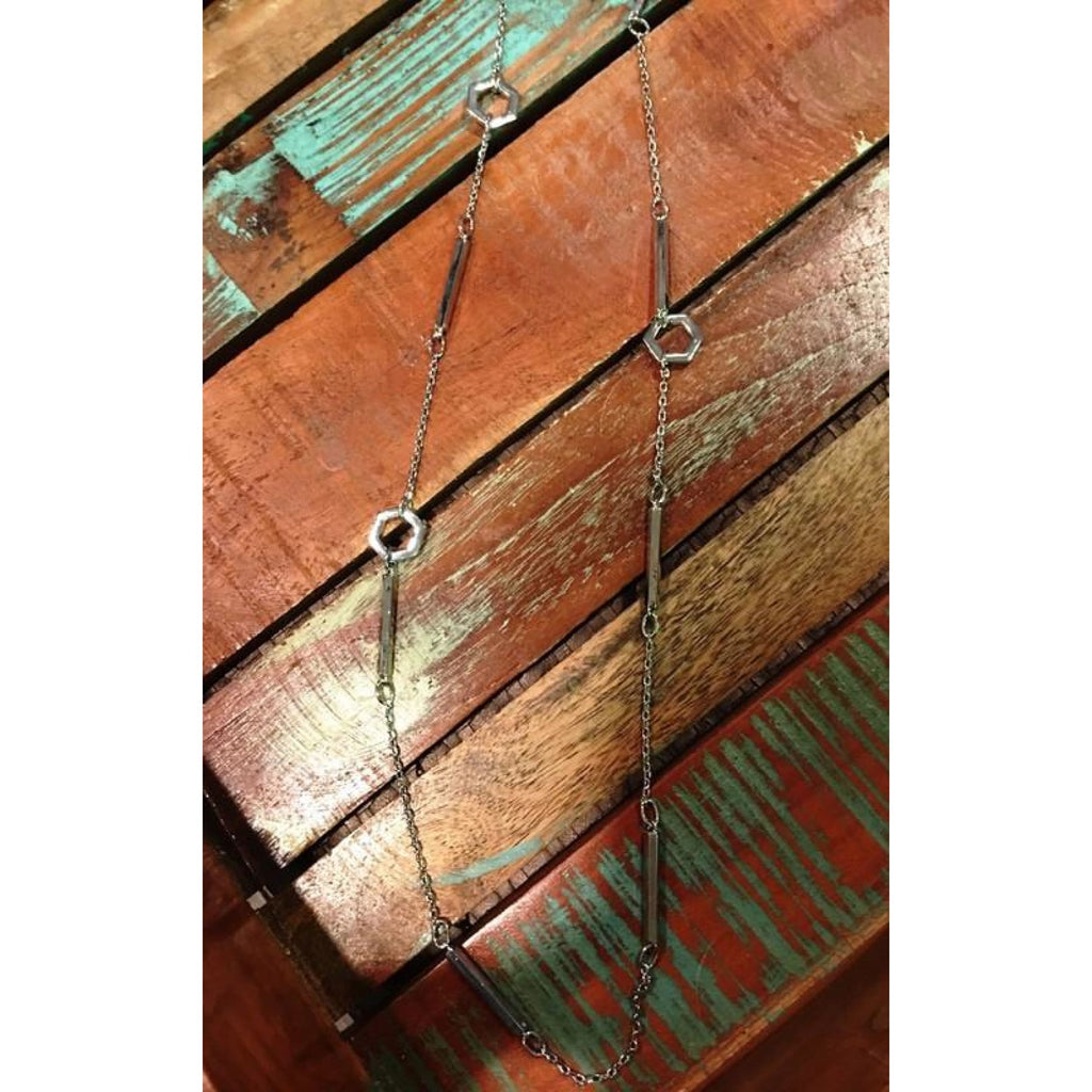 Silver Hexagon Chain Necklace,Necklace - Dirt Road Divas Boutique