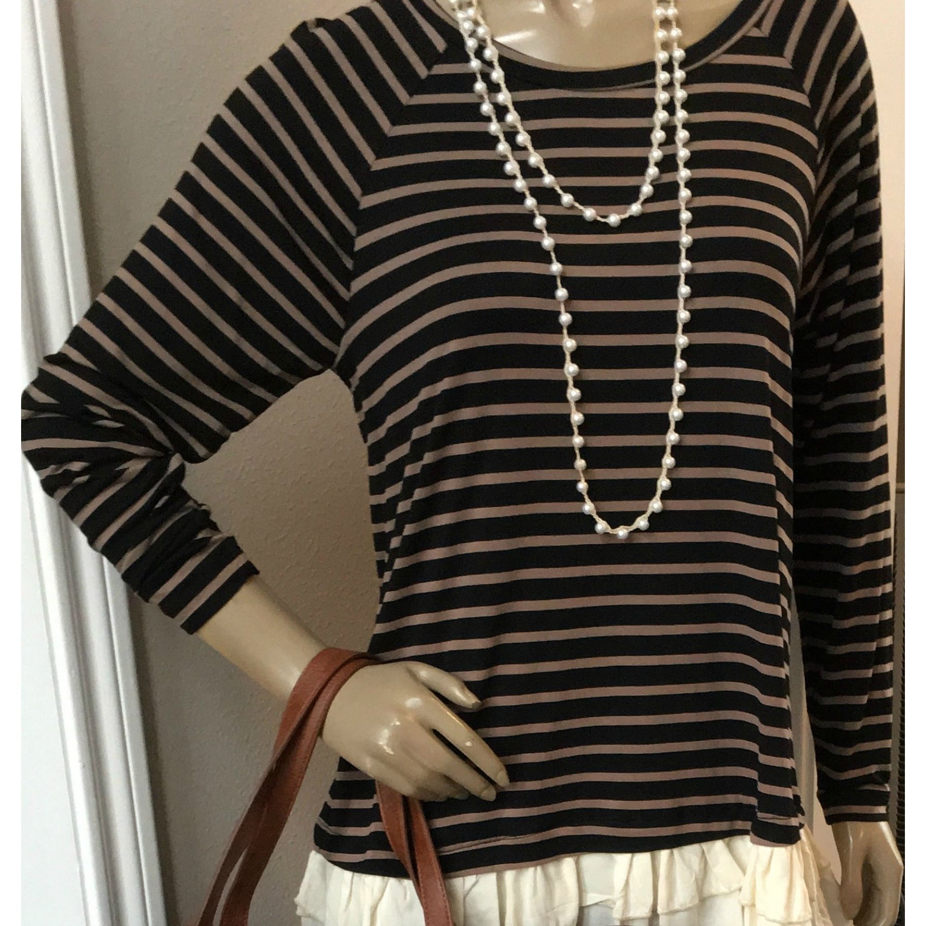 Stripes and Layers Tunic Top,Top - Dirt Road Divas Boutique