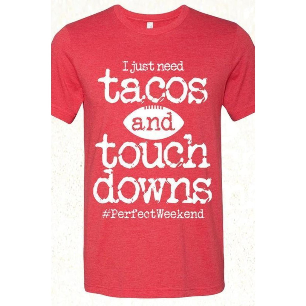 Tacos and Touchdowns Tee  (2 color choices),Graphic Tee - Dirt Road Divas Boutique