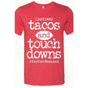 Tacos and Touchdowns Tee  (2 color choices),Graphic Tee - Dirt Road Divas Boutique