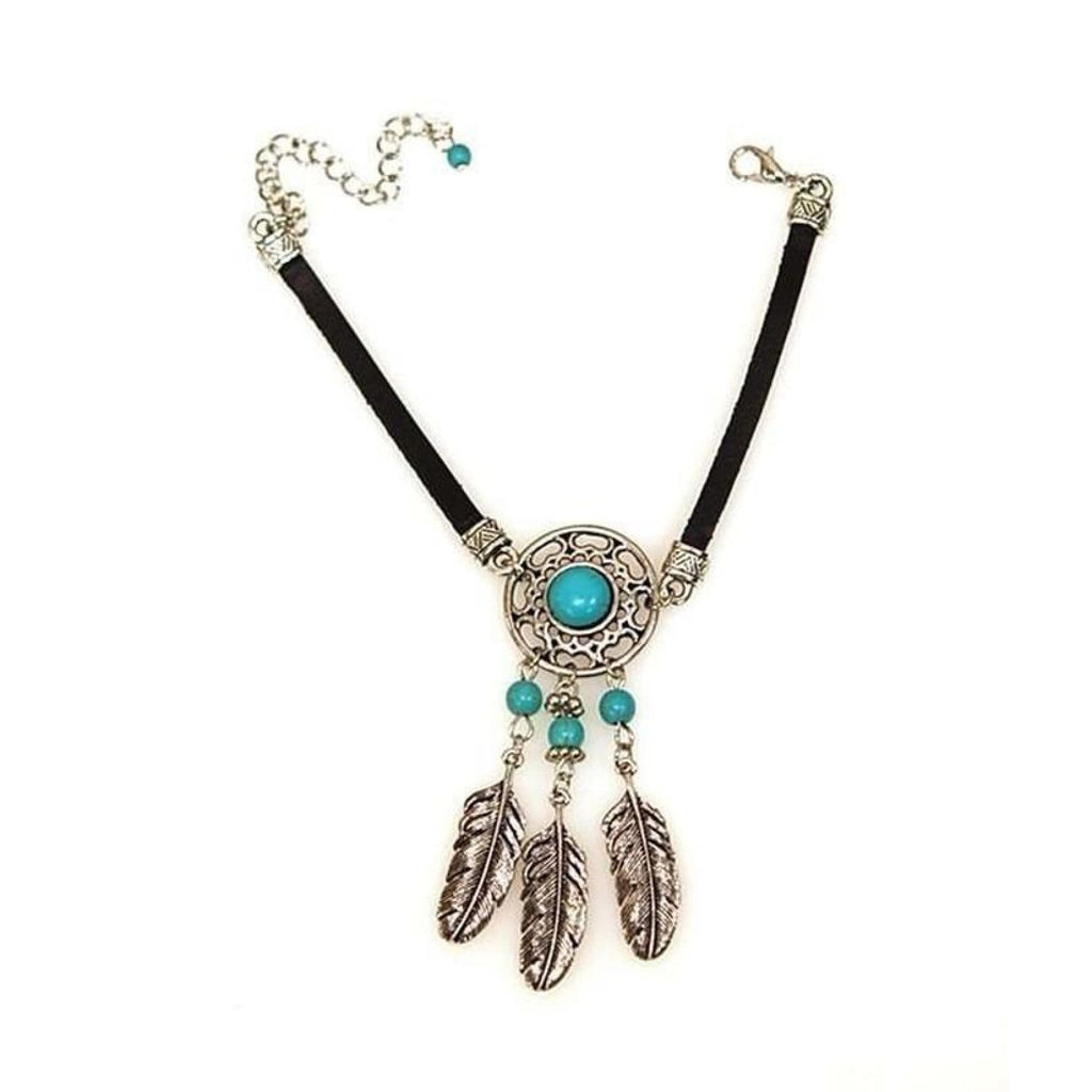 Turquoise Dream Catcher Leather Bracelet,Bracelets - Dirt Road Divas Boutique