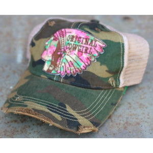 Wild Rose Destroyed Trucker Caps ~ Hail to the Chief,Hats - Dirt Road Divas Boutique