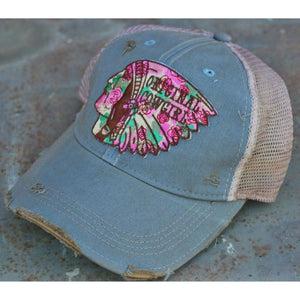 Wild Rose Destroyed Trucker Caps ~ Hail to the Chief,Hats - Dirt Road Divas Boutique